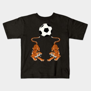 Tiger Football Soccer Ball Sports Team Jersey - Black Version Kids T-Shirt